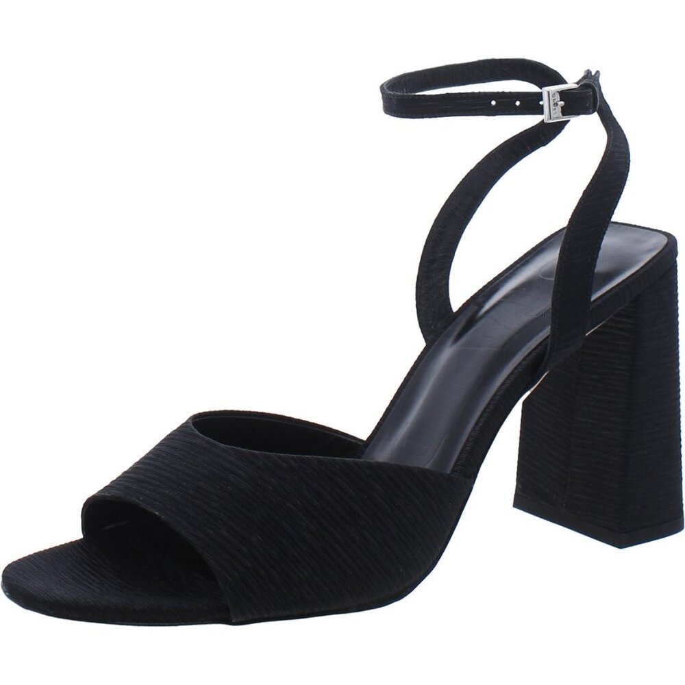 STAUD SOLANGE Black Textured Open Toe Ankle Strap Heels Size 37, NIB - Picture 5 of 9